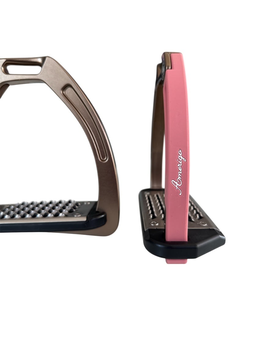 Nylon Balanced Safety Stirrup Brons/Rosa Amerigo