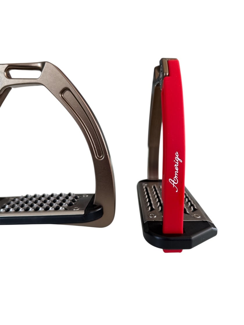 Nylon Balanced Safety Stirrup Brons/Röd Amerigo