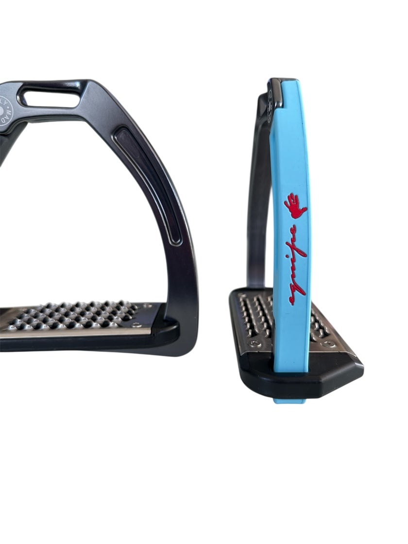 Nylon Balanced Safety Stirrup Mörk Titan/Ljusblå Equipe