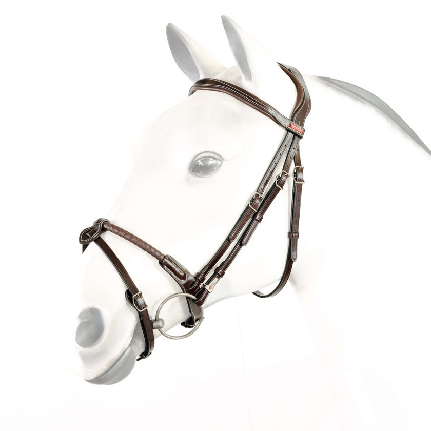 Bridle w. Leather Covered Cord and Anatomic Headpiece Full Brun Silver