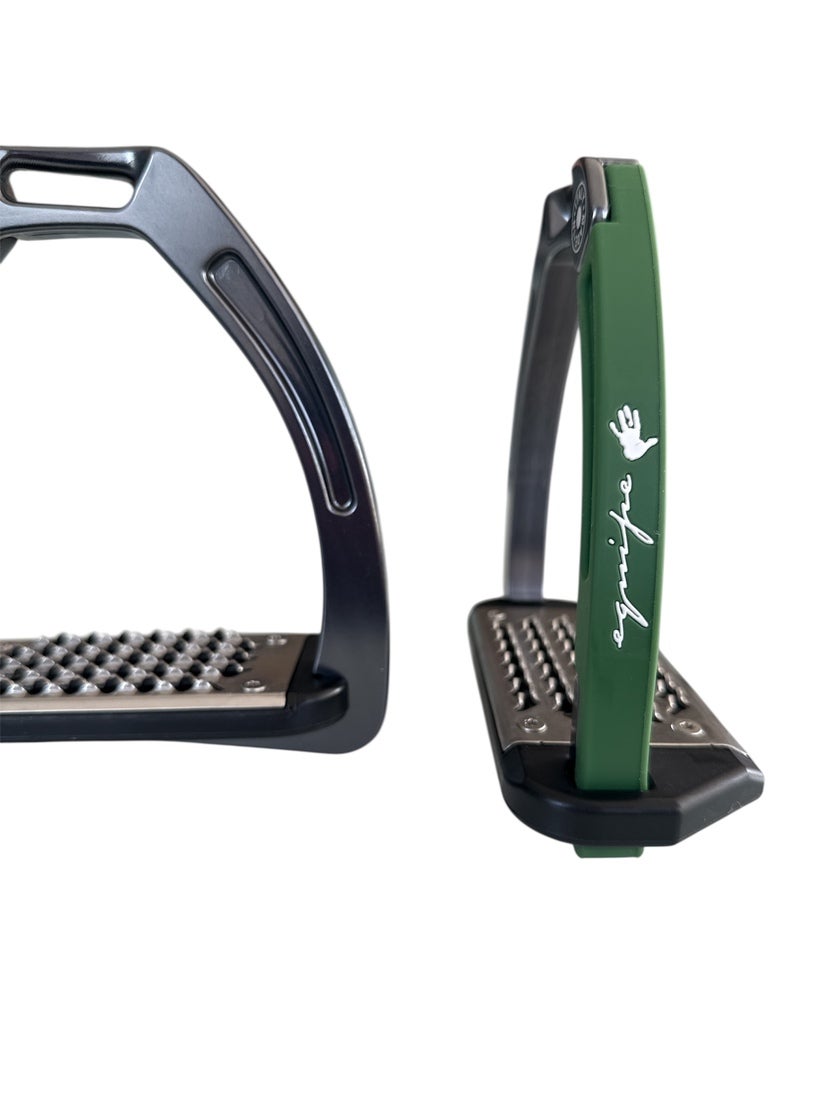 Nylon Balanced Safety Stirrup Mörk Titan/Grön Equipe