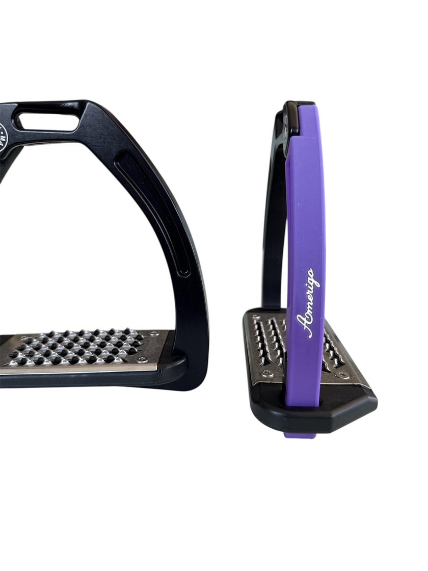 Nylon Balanced Safety Stirrup Svart/Lila Amerigo