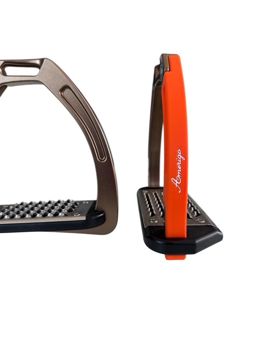 Nylon Balanced Safety Stirrup Brons/Orange Amerigo