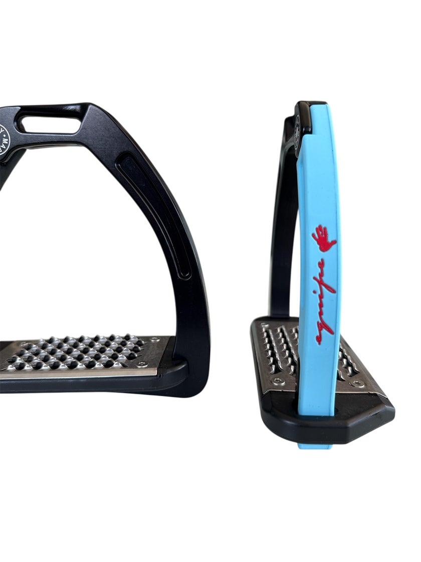 Nylon Balanced Safety Stirrup Svart/Ljusblå Equipe