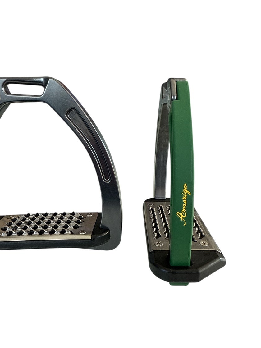 Nylon Balanced Safety Stirrup Mörk Titan/Grön Amerigo