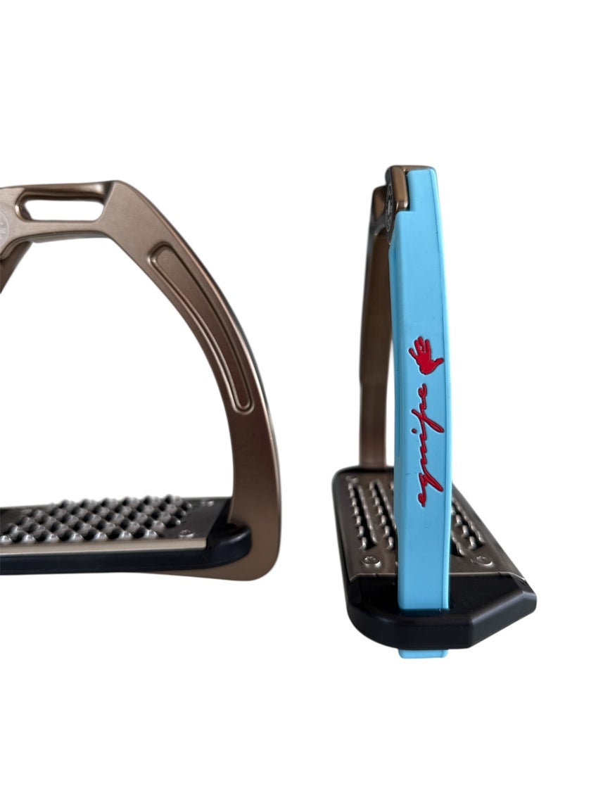 Nylon Balanced Safety Stirrup Brons/Ljusblå Equipe