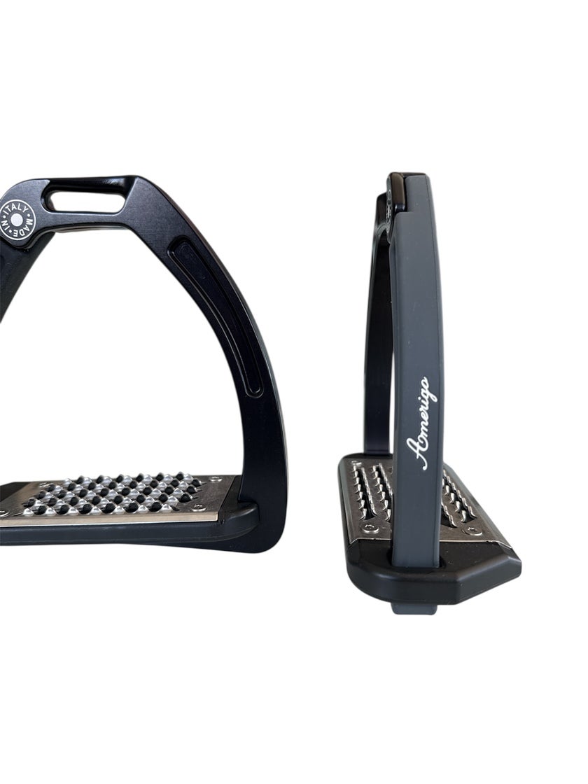 Nylon Balanced Safety Stirrup Svart/Grå Amerigo